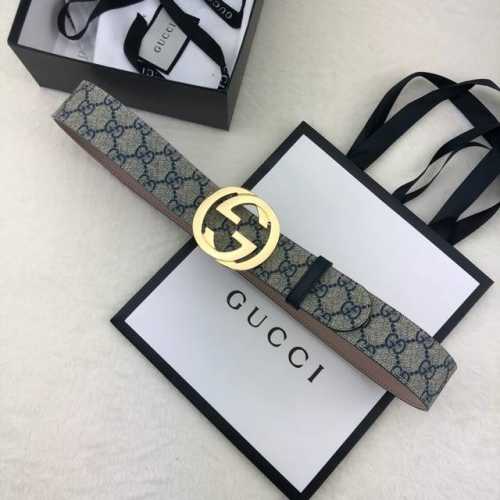 配全套包装盒 Gucci 古奇官网经典款 正品规格 原单品质 专柜pvc提花面料 头层进口变色磨砂底 官网40Mm 双g抛光亮面扣