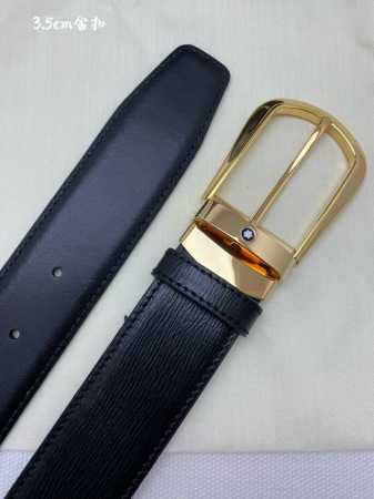 Montblanc万宝龙 宽3.5Cm 采用头层牛皮 精品针式扣头 自由裁剪商务休闲皮带 - 点击图像关闭