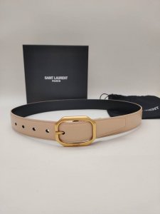 特 杏色 3.0Cm杨树林古金针扣， 款Saint Laurent 圣罗兰女士腰带皮带 Ysl 爱极了，配衣服太漂亮啦