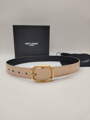 特 杏色 3.0Cm杨树林古金针扣， 款Saint Laurent 圣罗兰女士腰带皮带 Ysl 爱极了，配衣服太漂亮啦