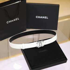 chanel 24C 麦穗 星星 与 水钻白 Logo搭扣 黄铜金属平纹牛皮腰带 手感柔软 细腻 3.0Cm 码数75- -