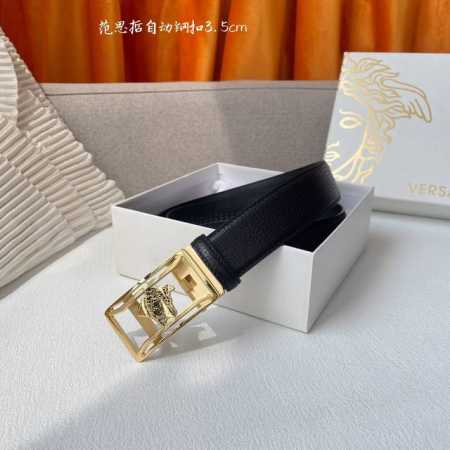 特 范思哲 Versace进口小牛皮，手感细腻柔软，搭配纯钢自动精品扣，男士必备！宽度：3.5Cm - 点击图像关闭