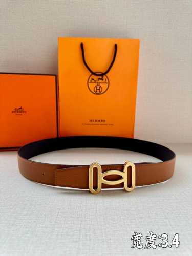 HermèS 爱马仕皮带 原单品质 单面荔枝纹 34Mm宽 双面可用 配官网H扣