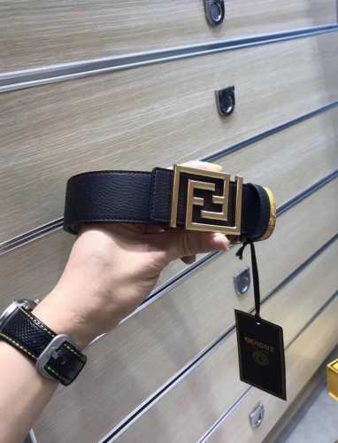 配送专柜包装 打孔针 特 新款 Fd 宽40Mm 标志造型宽皮带，联名钉扣式带扣，范家原版进3D打印花绘 印有浮雕间色Ff 图案，支持Nfc 芯片 ，镀金表面金