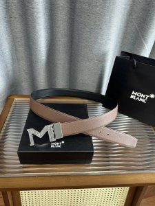 特P180 Montblanc 万宝龙男士皮带 宽度 3.5Cm宽 意大利进口小牛皮配以精品抛光五金扣 腰带细节完美 长度可自行裁剪 （支持专柜Nfc芯片感应验