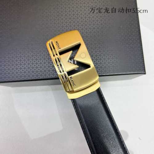 品牌： 万宝龙 新款进口小牛皮，手感细腻柔软。搭配纯钢自动精品钢扣，宽度：3.5Cm