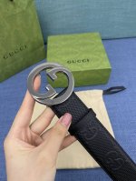配全套包装礼盒 Gucci，原厂精密电渡扣头，意大利原厂皮，宽4.0Cm，代购级。