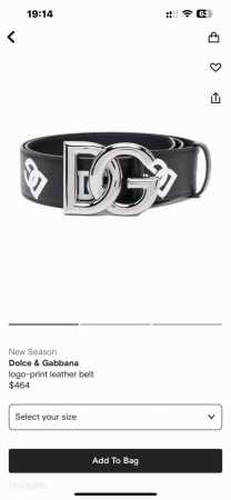 特 Dg 宽4.0Cm Dolce&Gabbana 新款 掌纹印花Dg腰带，小牛皮徽标搭扣点缀浅金色电镀金属饰边 - 点击图像关闭
