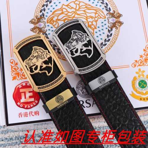 品名：Versace.范思哲原单 材料：百分百头层牛皮，保证真皮。24K纯钢扣双面可用专柜同等质量， 送人自用首选包装： 请认准如图专柜包装，赠送打孔器，银联发