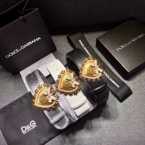 特P210 Dolce&Gabbana 新款 Ldevotion 系列鞍皮腰带，点缀手工徽标爱心珠宝搭扣，镶嵌珍珠装饰 4.0Cm