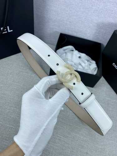 宽度3.0Cm Chanel 香奈儿 女士经典款腰带皮带新款光滑内衬磨砂牛皮银色 压砂面精品钢扣