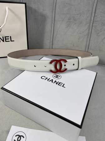 宽度3.0Cm Chanel 香奈儿 女士经典款腰带皮带新款光滑内衬磨砂牛皮银色 精品磨胶钢扣 - 点击图像关闭