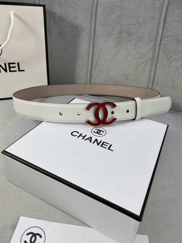 宽度3.0Cm Chanel 香奈儿 女士经典款腰带皮带新款光滑内衬磨砂牛皮银色 精品磨胶钢扣