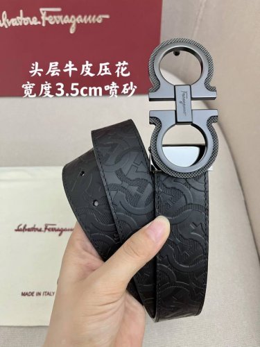 特 Ferragamo菲拉格慕男士专柜对版金属扣，头层牛皮双面外用腰带，商务通勤休闲场合均适合佩戴。3.5Cm