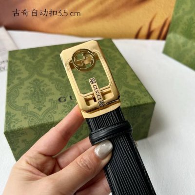 特 品牌： 古奇 新款进口小牛皮，手感细腻柔软。搭配纯钢自动精品钢扣，男士必备！宽度：3.5cm