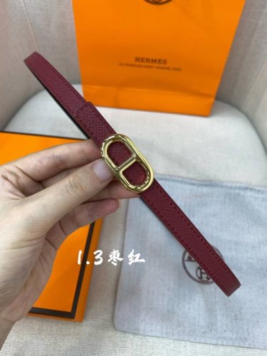官网同步-Hermes-Glenan皮帶扣&雙面皮腰帶 13Mm 鍍鈀金属皮带扣 小牛皮双面腰带