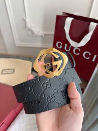 Gucci.古驰 全套包装 3.8Cm进口小牛皮压花, 专柜正品1:1完美复刻. 原版底皮, 采用热压印技术的Gucci Signature皮革精制而成，触感厚 - 点击图像关闭