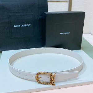 Saint Laurent 23圣罗兰女士腰带皮带 Cassandre仿鹿绒 原厂精密电渡扣头，意大利原厂皮，宽3.0代购级。