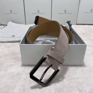 配原版包装，Brunellocucinelli布内罗 古奇拉利3.5宽男士真皮磨砂牛皮双面头层意大利品牌，休闲装搭配设计风格，欢迎大家转载图片。