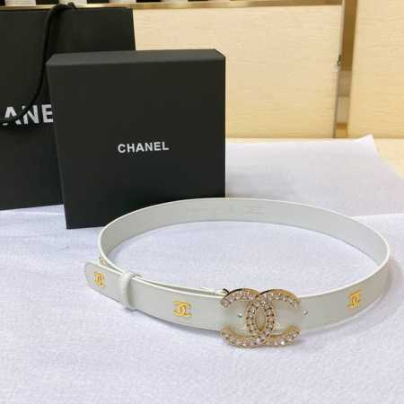 Chanel 23P Cc 水钻 金 与银 小牛皮腰带 3.0Cm精品 精致 典雅 - 点击图像关闭