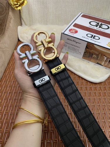 品名：菲拉格幕 原单皮带 材质：原单牛皮腰带 百分百头层牛皮腰带保证真皮，24K纯钢扣，专柜原单品质、做工精细，时尚大牌，送人自用首选 包装： 请认准如图专柜包