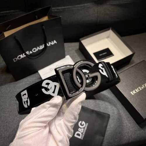 特 Dg 宽4.0Cm Dolce&Gabbana 新款 掌纹印花Dg腰带，小牛皮徽标搭扣点缀浅金色电镀金属饰边