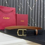 特 镀钯饰面针扣式皮带 Cartier标志 黑色与棕色牛皮双面皮带 浮雕 Cartier 标志 尺寸 宽35毫米 可调节 10250330