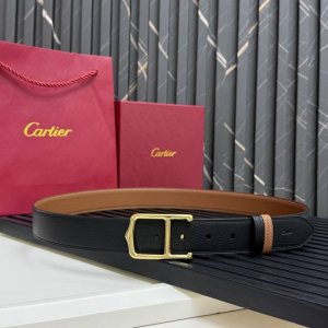 特 镀钯饰面针扣式皮带 Cartier标志 黑色与棕色牛皮双面皮带 浮雕 Cartier 标志 尺寸 宽35毫米 可调节 10250330