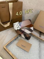 Burberry 博柏利原厂进口皮料，格纹 牛皮 品质毋庸置疑 没有更好 只有最好 宽度4.0Cm 内置Nfc正品芯片感应验证