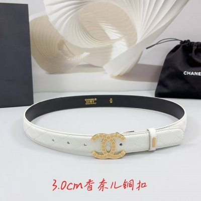 特 3.0Cm 香奈儿腰带，双面头层牛皮皮料，长度：.75.80.85.90.95.100欧，铜五金字母扣原版开模定制庆祝]