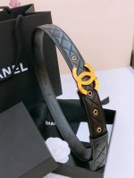 Chanel Logo 光面经典Cc搭扣 黄铜金色金属 3.0Cm精品 羊皮腰带 手感柔软极佳 典雅