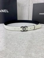 特 宽度3.0Cm Chanel 香奈儿 平纹牛皮金 银 色金属暗印品牌logo磨胶钢扣。