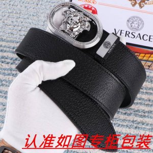 品名：Versace.范思哲原单 材料：百分百头层牛皮，保证真皮。24K纯钢扣双面可用专柜同等质量， 送人自用首选 包装： 请认准如图专柜包装，赠送打孔器，银联