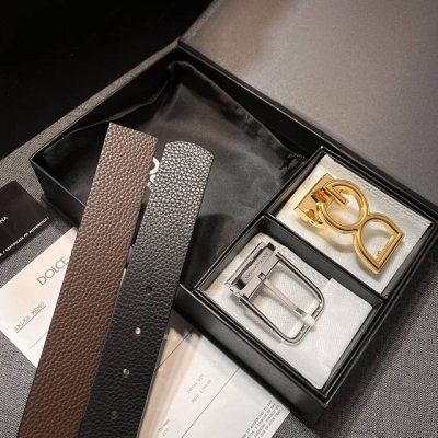 Dg宽3.5Cm Dolce&Gabbana 新款 搭配双扣头，轮换用，时尚商务同时兼顾，搭配可双面使用腰带，五金采用钌电镀 Dg 交叉造型徽标搭扣