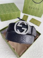 -Gucci 4.0Cm專櫃同款壓花，意大利進口頭層小牛皮，原版皮底。搭配純銅五金帶扣，純進口機械車線，工藝精細，原單品質。