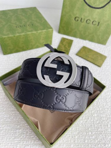 -Gucci 4.0Cm專櫃同款壓花，意大利進口頭層小牛皮，原版皮底。搭配純銅五金帶扣，純進口機械車線，工藝精細，原單品質。