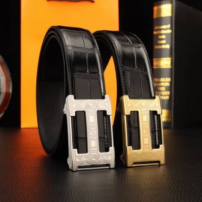 特 爱玛仕自动秘原单高端品质专柜官网同步宽度3.8精美自动钢扣头意大利进口头层鳄鱼肚纹小牛皮纹理清晰真实感超强打造全新的视觉3D郊果高档客户入手送礼自用佳品 长