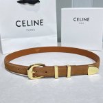 Celine 新品立体浮标针扣女士腰带 意大利进口小牛皮 宽度2.5 亮银扣