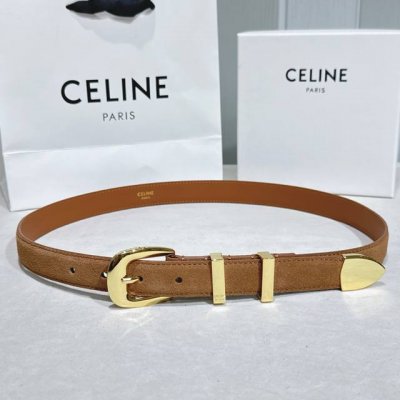 Celine 新品立体浮标针扣女士腰带 意大利进口小牛皮 宽度2.5 亮银扣