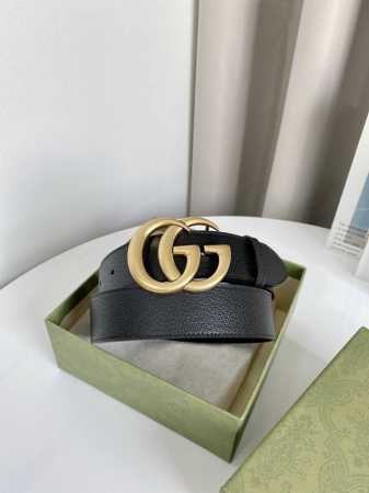 特 配全套包装礼盒 Gucci 原单腰带，猪皮纹进口原版牛皮制造，真空电镀永不掉色五金，宽度4.0Cm - 点击图像关闭