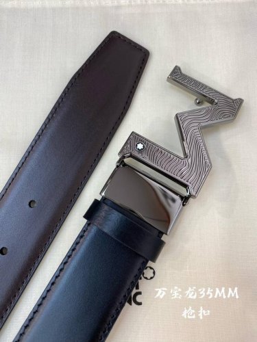 Montblanc万宝龙 宽3.5Cm 采用头层牛皮 精品针式扣头 自由裁剪商务休闲皮带