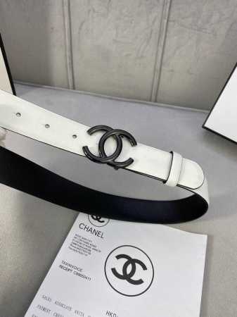 宽度3.0Cm Chanel 香奈儿 细纹牛皮 金 银 枪 色金属钢扣。 - 点击图像关闭