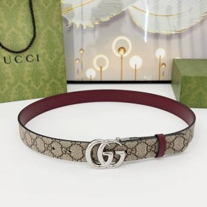 特 Gucci 古驰 3.0Cm 经典进口帆布防水料配牛皮底 搭配Cc转动扣 双面可用 做工精细