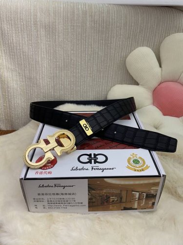 品名：菲拉格幕 原单皮带 材质：原单牛皮腰带 百分百头层牛皮腰带保证真皮，24K纯钢扣，专柜原单品质、做工精细，时尚大牌，送人自用首选 包装： 请认准如图专柜包