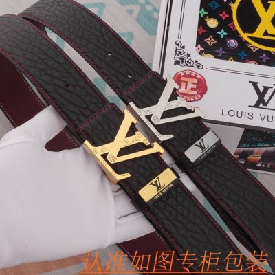 品名：Lv 皮带原单 腰带 材料：百分百头层牛皮腰带，保证真皮皮带，专柜原单品质、做工精细，送人自用首选 包装： 请认准如图专柜包装，赠送打孔器，银联发票，宽度