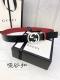 特 宽度4.0Cm Gucci 双面腰带，一侧为Gg Supreme帆布，反面一侧为枣红色头层小牛皮。配以互扣式双G带扣。