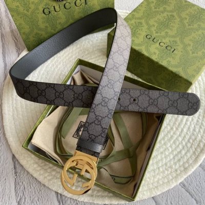 Gucci古奇专柜新款，双面进口原厂牛皮，搭配精品五金旋转扣头，可双面使用，宽度3.8Cm，经典永不过时款，潮流百搭！