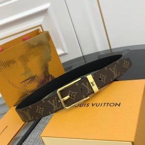 Damier帆布腰带，小牛皮内衬 - 明亮镀钯黄铜搭扣 - 金属皮带圈上刻有路易威登巴黎英文字样 - 搭扣边缘雕刻路易威登标志 网站中的信息可能存在技术失准、色