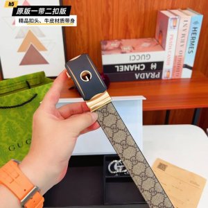 1带1扣 1带2扣 古奇G家 滑道 双扣版 1带2扣 正版开模 此款腰带双面采用原厂牛皮带身，精密电镀标志性五金搭扣 对版专柜。3.8Cm 如需木盒40