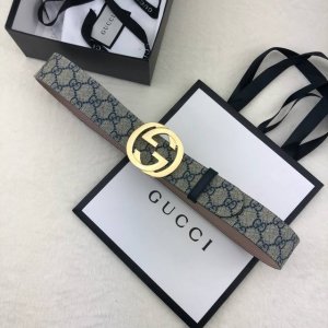 配全套包装盒 Gucci 古奇官网经典款 正品规格 原单品质 专柜pvc提花面料 头层进口变色磨砂底 官网40Mm 双g抛光亮面扣
